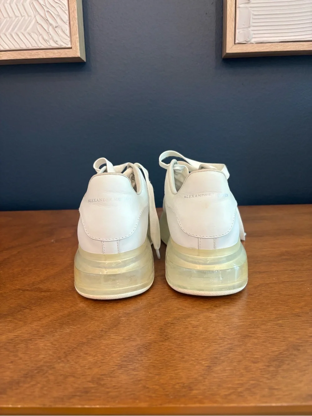 Alexander McQueen White Low-Top Sneakers with Translucent Cream Sole
